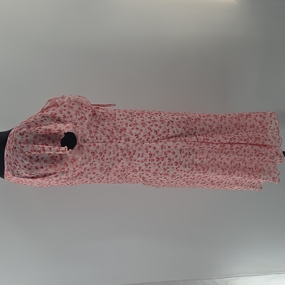 Floral Pink Dress with Ruffle Sleeves - Picture 12 of 16